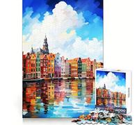 Visita Ámsterdam para Adultos Rompecabezas de 1000 Piezas Entrenamiento de concentración Pasatiempo Tranquilo Ensambles precisos Regalo Memorable (38x26cm)
