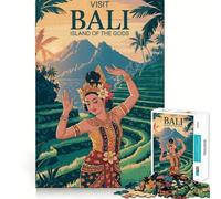 Visita Bali︰ Isla de los Dioses Rompecabezas para Adultos 1000 Piezas Juego para estimular la Mente Tamaño Uniforme Piezas precisas Juego de Cerebro Ideal para Viajar Regalo (38x26cm)