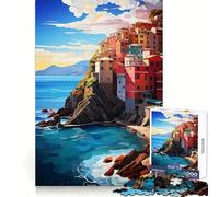 Visita Cinq Terre Rompecabezas de 1000 Piezas para Adultos Mejora la concentración, Alivia el estrés, es Divertido y Tiene un Corte Suave Regalo Festivo (38x52cm)