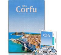 Visita Corfú: Rompecabezas para Adolescentes Rompecabezas de 1000 Piezas Juegos Divertidos Cada Pieza es única Juego Familiar desafiante y Divertido 38x26cm