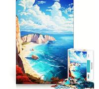 Visita Grecia Rompecabezas de Pintura al óleo para Adolescentes 1000 Piezas Estimula la Mente Diversión Corte Limpio Componentes Resistentes Actividad conmovedora para Compartir (38x52cm)