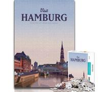 Visita Hamburgo Rompecabezas para Adolescentes Rompecabezas de 1000 Piezas, Ayuda al Cerebro a ejercitar Juguetes adictivos para Cultivar la Paciencia Una Obra de Arte 50x75cm