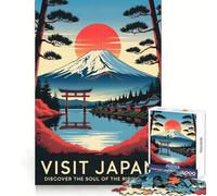 Visita Japón︰ Póster del Paisaje del Sol Naciente Rompecabezas de 1000 Piezas para Adolescentes Entrenamiento de concentración Tiempo Libre Feliz Unir Bien Regalo Encantador (50x75cm)