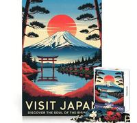 Visita Japón︰ Póster Paisaje del Sol Naciente Rompecabezas para Adolescentes 1000 Piezas Sharp Recall Quiet Recreation Uniform Cut Único (38x52cm)