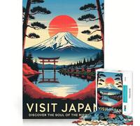 Visita Japón︰ Póster Paisaje del Sol Naciente Rompecabezas para Adultos 1000 Piezas Juego de ingenio Regalo Troquelado de Alta precisión Actividad Relajante para Grupos en Interiores (50x75cm)
