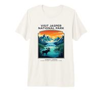 Visita Jasper National Park Alberta Canadá Retro Moose Camiseta Premium