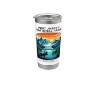 Visita Jasper National Park Alberta Canadá Retro Moose Vaso térmico de acero inoxidable de doble pared