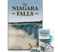 Visita Las Cataratas del Niágara: Rompecabezas de 1000 Piezas para Adolescentes, un Juego desafiante y Familiar con Piezas Completamente entrelazadas de Formas aleatorias de 38x26cm