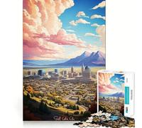 Visita Salt Lake City Rompecabezas de 1000 Piezas Juego para ejercitar la Mente Artesanía de Corte experta Pasatiempo Fascinante para Momentos de Ocio (38x52cm)