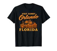 Visita Sunny Orlando Florida Vintage Skyline Souvenir Camiseta