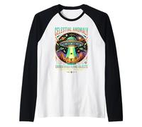 Visitación Espacial de Haz de Tractor OVNI Anomalía Celestial Camiseta Manga Raglan