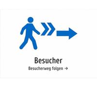 Visitante - Sigue el camino de visitantes → - Pegatinas A3: 420 x 297 mm - con gráficos y texto