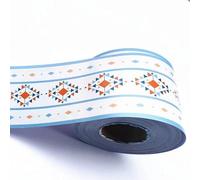 VisitRyl Cenefas Adhesivas para Cocina Baño Decorativas Geometría del borde azul 12cm X 1000cm Fácil Aplicación Resistente Agua