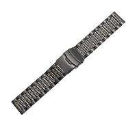 VISIYUBL 20 mm 22 mm 24 mm relojes for hombre correa Sólido Metal Reloj Banda 316L Pulsera de acero inoxidable Doble seguro Hebilla cepillada(Schwarz,24mm)