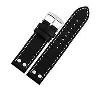 VISIYUBL 20mm 22 mm reloj de reloj de cuero apto for Hamilton Khaki Ajuste for B-Reitling Zenith Cinturón Correa Correa Pulseras Reemplazo(Black white line,20mm)