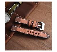 VISIYUBL Banda de reloj de cuero 18 mm 20 mm 22 mm 24 mm pulsera hecha a mano de la muñequera de acero inoxidable de la correa de la correa de la correa for Panerai(Orange,24mm)