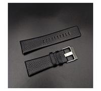 VISIYUBL Banda de reloj de cuero apta for diesel Dz7313 / 22/7257 Mira la correa de la muñeca Black Brown Watch Accesorios(Black with silver,27mm)