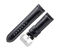 VISIYUBL Correa de banda de reloj de cuero 20 mm 22 mm de 24 mm de cuero reloj de pulsera Correa de correa for relojes Accesorios(Glossy black,24mm)