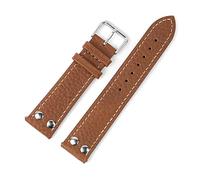 VISIYUBL Cuero Lychee Pattern Watch Band Black Coffee Brown Rillets Relojería Correa de muñeca Pulsera de cinturón 18mm 20mm 22mm 24mm (Color : Brown, Size : 21mm)
