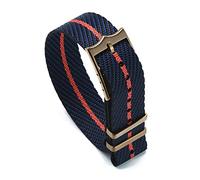 VISIYUBL Nylon PREMIUM NYLO Straps 20mm 22mm Ajuste for las bandas de reloj de Tudor Black Red Khaki for plateado Copper Hebilla Pulsera Accesorios(New Black navy red,22mm)
