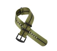 VISIYUBL Nylon Seatbelt Watch Band 20mm 22mm Strap De La(Black Green,20mm black)
