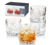 Viski Beau Lowball - Juego de 4 vasos DOF de 11 onzas (325 ml), apilables, de cristal sin plomo, transparentes