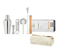 Viski Kit de Camarero de Viaje, Juego de 6 Piezas, mezcladores de Bebidas para cócteles Esenciales de Regalo: coctelera clásica, colador Hawthorne, abridor de Botellas, medidor, Cuchara, mortero y