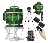 VISLONE 16 Lines Self Leveling Level with Magnetic Damping System, 360° Horizontal and Vertical Lines, LCD Display, Remote Control, for Flooring Tile Layout Wall Stud Instal (Enchufe europeo)