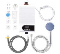 VISLONE Calentador de agua sin tanque, calentador de agua eléctrico de 3500 W con pantalla táctil LED y kit de ducha, sistema de control de temperatura digital compacto para baño y cocina