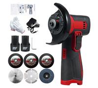 Vislone Mini amoladora angular de 12 V, diámetro de la cuchilla de pulido de 3"/76 mm,19500RPM,Amoladora angular inalámbrica 2 baterías 1300mAh y cargador,6 discos de corte,Para moler y cortar(rojo)