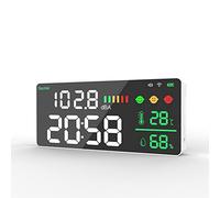VISLONE Sonómetro WiFi decibelio, Prueba de decibelios de temperatura y humedad 4 en 1, Despertador, Pantalla LED a color de 11 pulgadas, Enlace inteligente