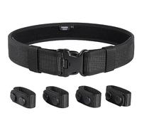 VISMIX Cinturón de trabajo, cinturones de nailon de seguridad de policía de 2 pulgadas con 4 guardianes de cinturón, Negro -, Medium