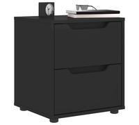 VISNES Night Stand Black 45x40x50 cm Engineered Wood Bedside Table with 2 Drawers, Modern Bedroom Furniture for Storage, Living Room End Table, Smooth Surface, Easy to Clean and Assemble