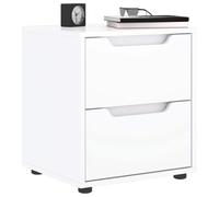 VISNES White Nightstand 45x40x50 cm Engineered Wood Bedside Table with 2 Drawers, Modern Bedroom Furniture for Storage, Living Room End Table, Smooth Surface & Easy to Clean