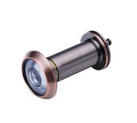 Visor de puerta gran angular de 180 grados con lente de vidrio ajustable, construcción de mirilla de metal para una visión segura y clara, adecuado para puertas gruesas (bronce rojo)