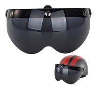 Visor del Casco de Motocicleta, 3 chapas de protección Solar a Prueba de Viento de la Visera de Motocicleta, voltea hacia Abajo hacia Abajo de la Media Cara Retro Abierta, Negro