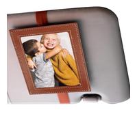 Visor Photo Frame - PU Leather 14.7x10.9x0.9cm | Visor Picture Frame | Car Pictures Holder | Car Photo Frames | Father's Day Cars Picture Holder For Vehicle Sun Visors Interior Memory Decoration Use