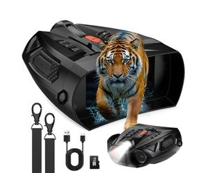 Visor Termico Caza - Pantalla HD de 4", Zoom 10X, 4K, Alcance de 800m, Batería de 5000mAh, Tarjeta de 32 GB, Prismaticos Vision Nocturna para Caza, Agrícola y Seguridad, Etc.