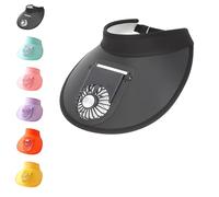 Visor with Fan, Sun Visor Hat with Fan, Cooling Fan Hat, 3 Gear Wind Speed and USB Rechargeable Large Area Sun Protection (FR/ES, Letras, Talla única, M, Black)