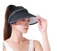 Visores del Sol para Mujeres Borros Anchos Resistentes al Viento Sombreros de Visera UV Protección UV Sombrero Plegable Ajustable para Negro de Playa, Sombreros de Verano