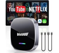 Visoud AI Magic Box para transmisión de Netflix YouTube, Mini Android Auto y CarPlay adaptador inalámbrico con conexión WiFi estable de 5.8 GHz, conexión automática de 3-5s, compatible con iPhone 8+