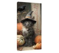 Víspera de Todos los Santos Diamond Painting Adultos, Pintura Diamante Gato Diamond Painting Kit Completo, Manualidades Adultos DIY Punto de Cruz Cuadro Diamantes, para la Decoración 40x80 cm t-4274