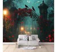 Víspera De Todos Los Santos Fotomurales 300 x 210 cm Salón Dormitorio Halloween, Castillo, Cuervos Papel pintado tejido no tejido Decoración de Pared decorativos Murales moderna de Diseno Fotográfico