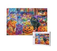 Víspera De Todos Los Santos Puzzle 1500 Piezas,Rompecabezas Adultos de Madera,Gato Puzzles Juegos Divertidos/Relajantes/Desafiantes para Principiantes,como Regalo para Amigos y Seres Queridos M-729