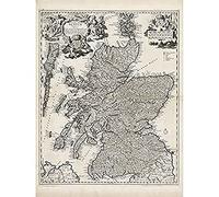 Visscher 1689 Pictorial Map Kingdom Scotland Art Print Canvas Premium Wall Decor Poster Mural Mapa Rey Escocia pared Póster