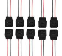 VISSQH 10 Piezas Conector USB C Hembra con Hebilla de Ranura a Presión,3A 2 Pines Micro USB Tipo C Hembra con Cable,Conector de Montaje en Panel USB C de 2 Hilos 22AWG Zócalo Tipo C USB(Doble)