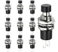 VISSQH 10 Piezas Momentáneo Interruptor a Pulsador 2 polos micropulsador 1A 250V AC SPST cerrado normal Mini Interruptor(NC negro)