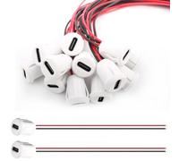 VISSQH 12 Piezas Conector USB C Hembra con hebilla de ranura a presión,3A 2 Pines Micro USB Tipo C Hembra con Cable,Conector de Montaje en Panel USB C de 2 Hilos 24AWG Zócalo Tipo C USB(Blanco)