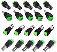VISSQH 12pcs 5.5 x 2.1mm DC conector,Barril 12V DC Power Jack, DC macho/hembra conector+12pcs Conector BNC, BNC macho/hembra conector, para CCTV Cámara de Seguridad DVR y LED Strip Light