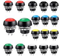 VISSQH 18pcs Boton Pulsador 12v,Pulsador Momentaneo 12mm,Pulsador Redondo 12mm,3A/250VAC Boton Pulsador Electrico,Provisional Mini Botón para Trompeta de Coche, PC, Lámpara de Mesa